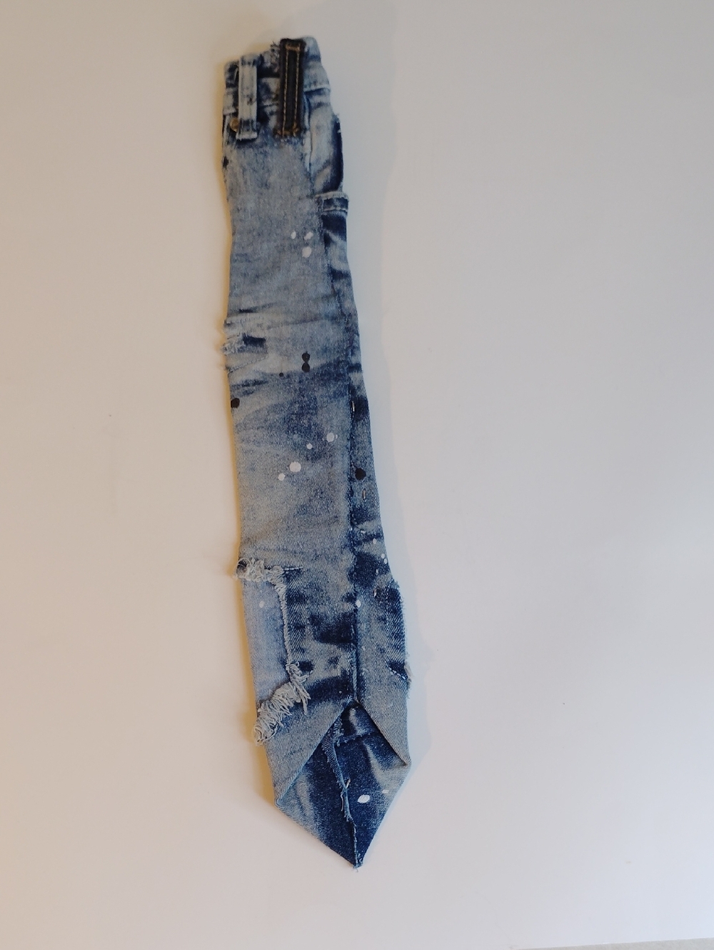 Denim Patchwork Tie, Light Blue - Picture 2 of 3